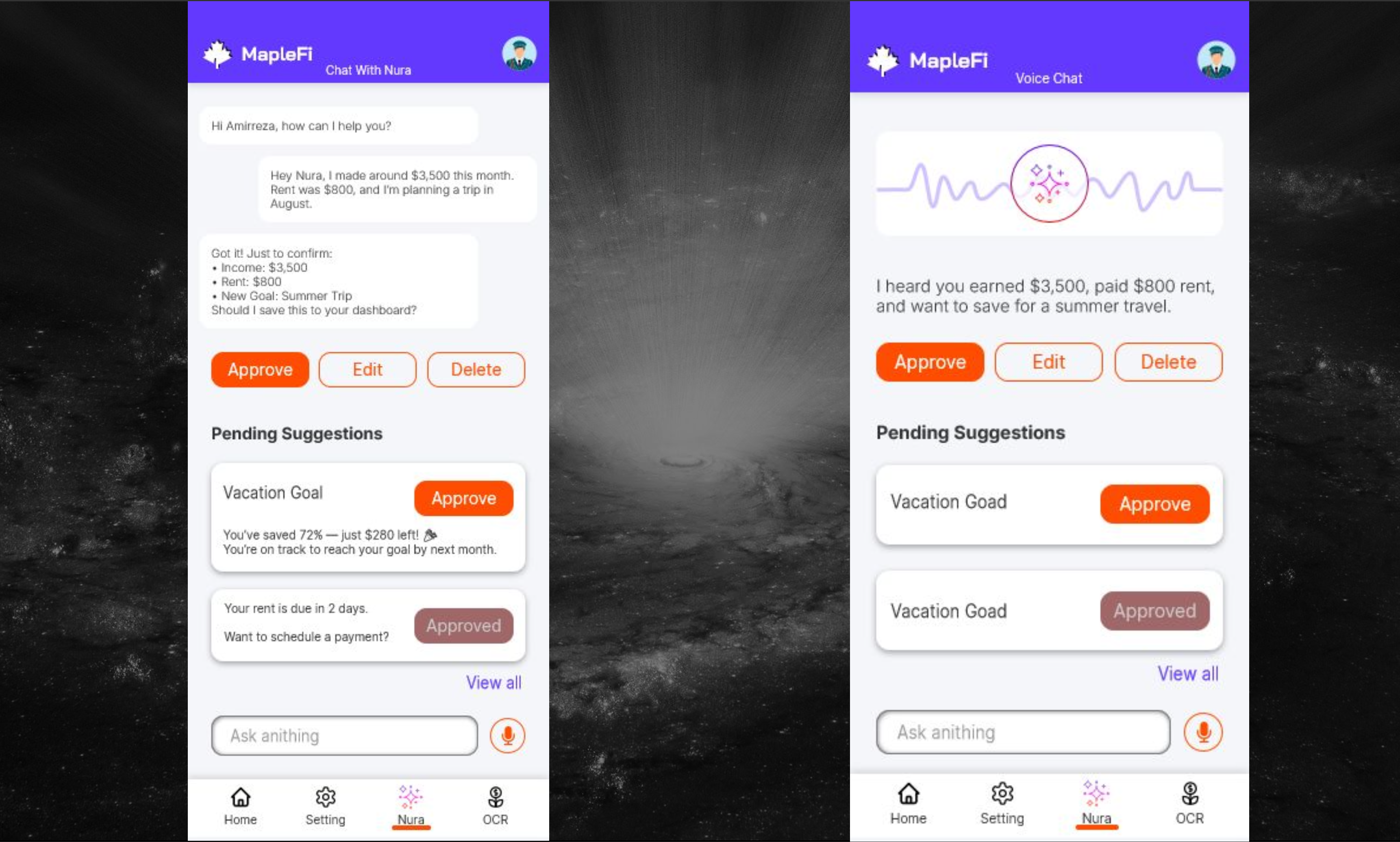Nura AI chat and Voice